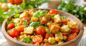 Scopri la sorprendente insalata di pomodori e ceci con crostini fatti in casa: un’esperienza da non perdere!
